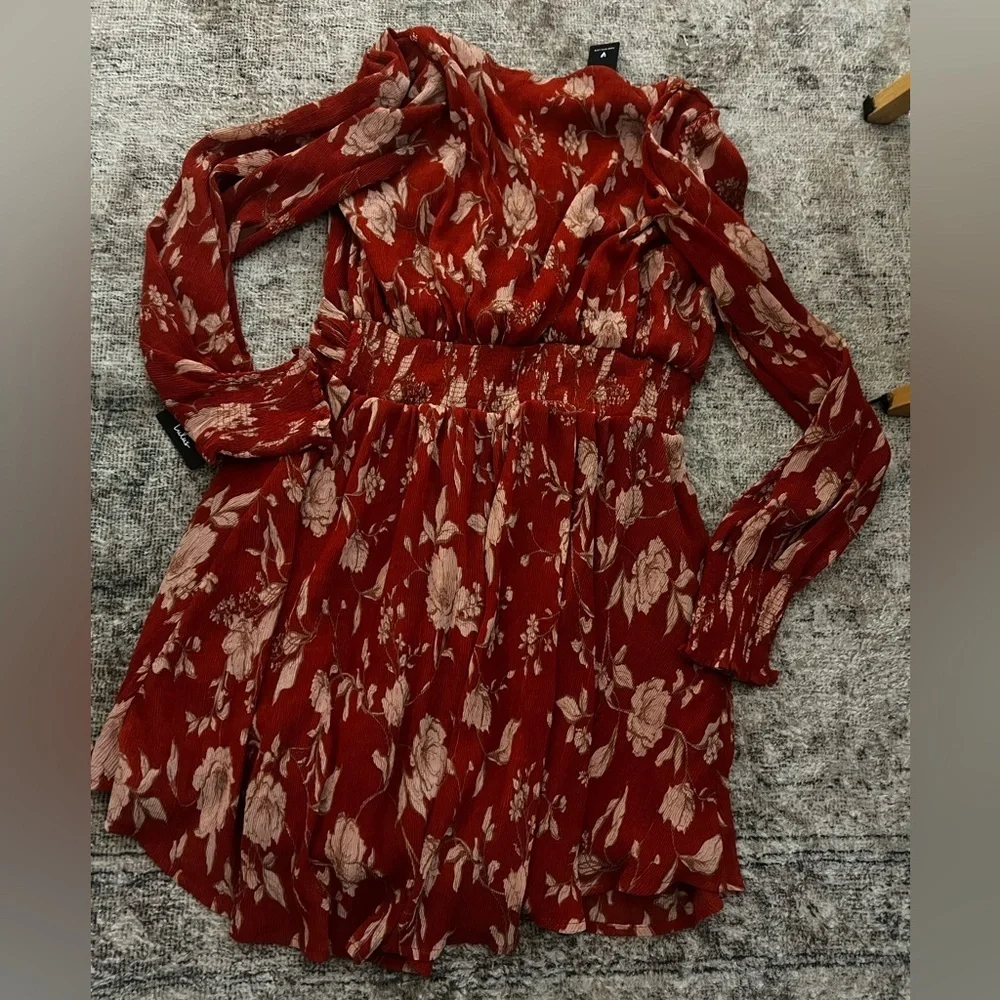 Lulus Rust Floral Dress Size Large NWT - Picture 2 of 2